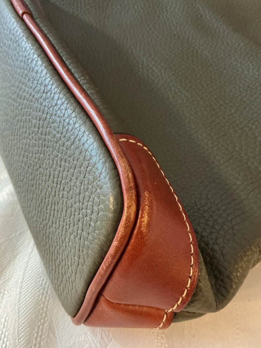 Dooney & Burke Olive Green Pebbled Leather Tassel Crossbody/Shoulder Bag